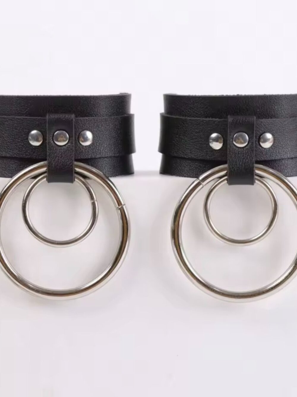 1 Pair PU Leather Stylish Metal Ring Ankle Strap Belt Foot Bracelet